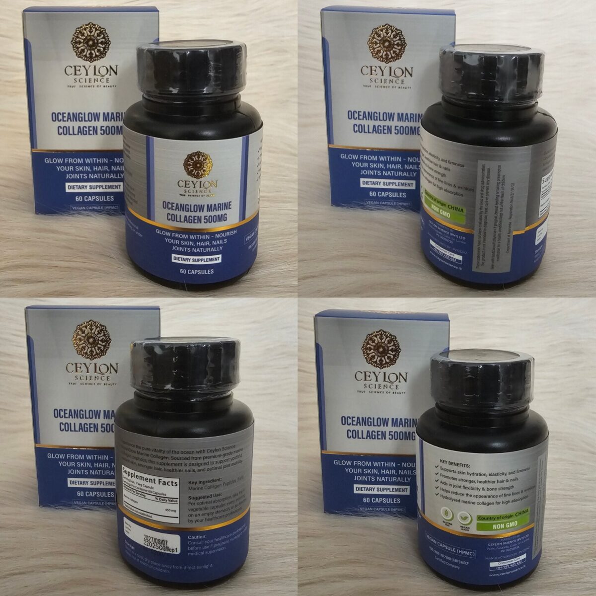 Ceylon Science OceanGlow Marine Collagen 500mg 60 Veg Capsules - Image 3