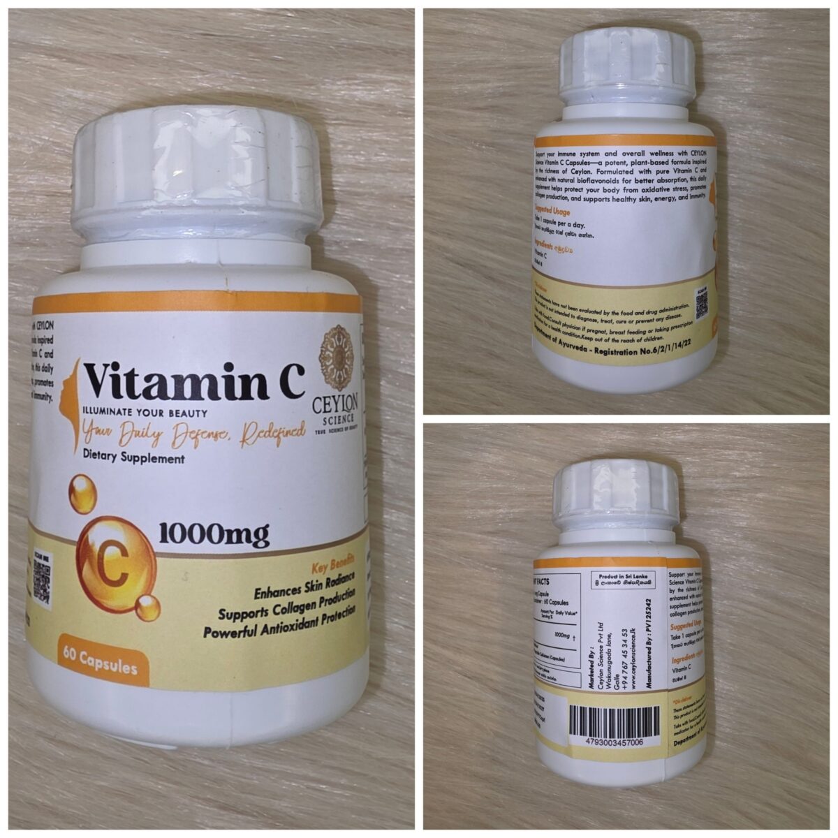 Ceylon Science Vitamin C 1000mg , 60 Veg Capsules - Image 3