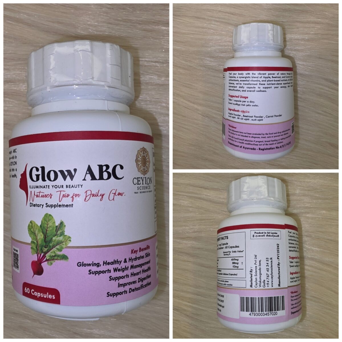 Ceylon Science Glow ABC For Skin, Hair, Nails & Inner Wellness , 60 Veg Capsules - Image 3
